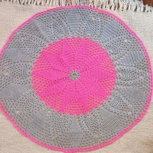 Handmade Crochet Cover Gray Pink